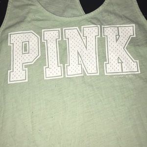 PINK , light green tank top